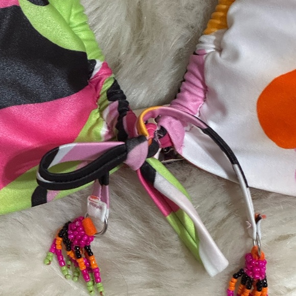 Seafolly Rio Drawstring Bikini Top Beaded‎ Beach Vacation Pool Resort Size 4 S - Picture 7 of 10